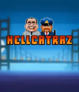 Explore the exciting world of the Hellcatraz game by Relax Gaming, highlighting a cartoonish prisoner and a guard with the infamous Alcatraz prison and San Francisco skyline in the background. This image depicts the fun and humor of an escape-themed game, perfect for players looking for a unique slot experience, providing a captivating gaming experience. 